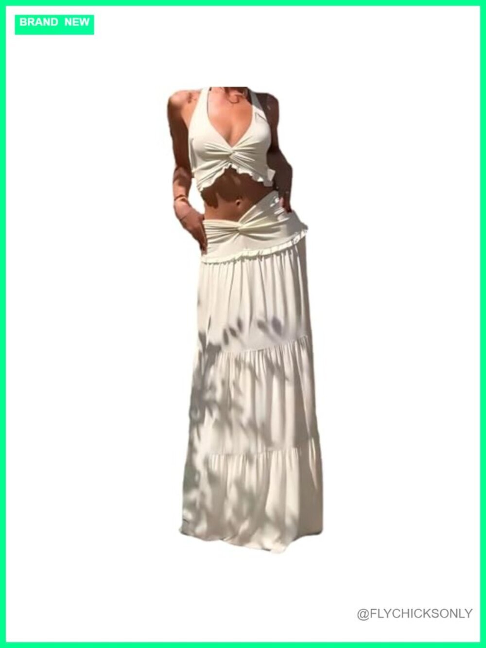Sleeveless Strap Top Maxi Skirt Set - 2 Piece Outfit for Going Out Vacation